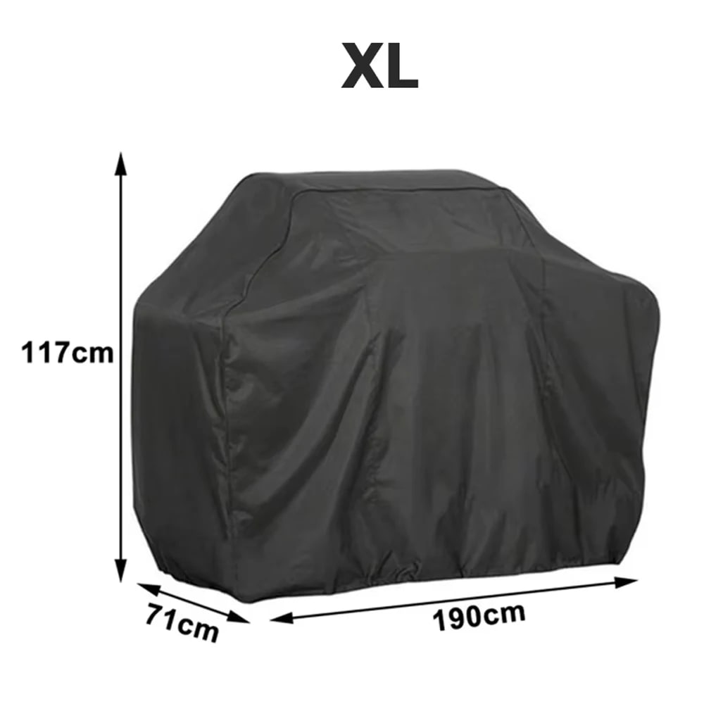 Black Polyester BBQ Cover, Waterproof Outdoor Grill Cover with Drawstring, Multiple Sizes - 71x117x190cm