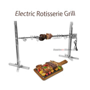 Electric Stainless Steel Rotisserie Grill Bracket Kit, 25W, 40kg Capacity, UK Plug Option