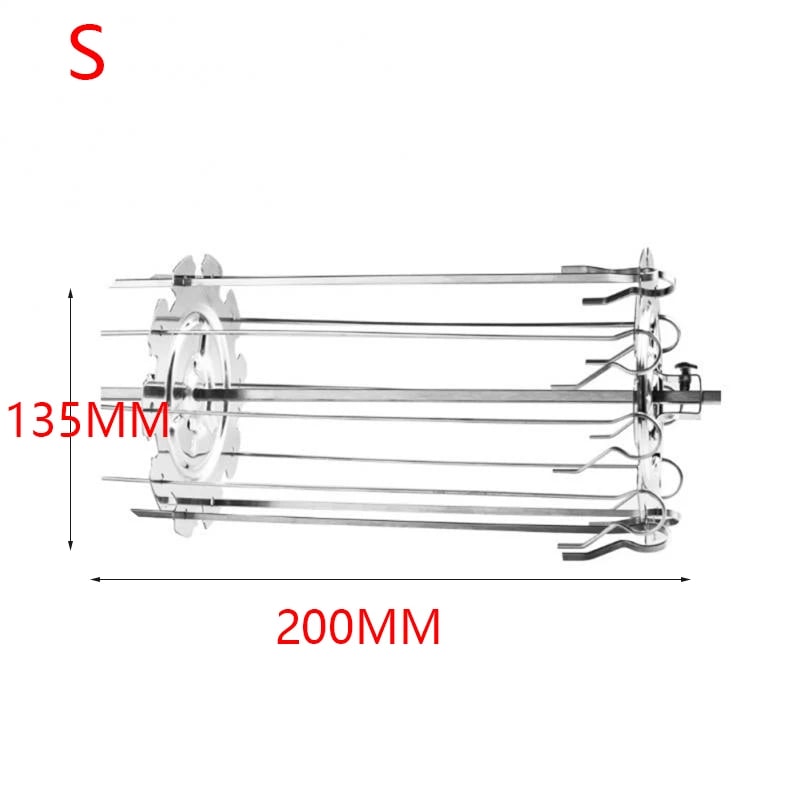 Rotating BBQ Grill Skewer Cage, Cold Rolled Steel, 20cm or 25cm - 20cm