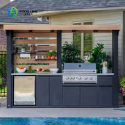 Outdoor Kitchen Station Steel Outdoor Cabinet with PVC Membrane Door Panels