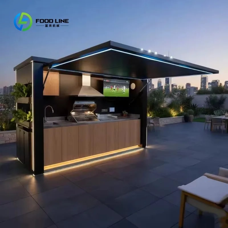 Outdoor Kitchen Station Steel Outdoor Cabinet with PVC Membrane Door Panels