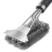 Metal BBQ Grill Cleaning Brush with Scraper and Hanging Hook