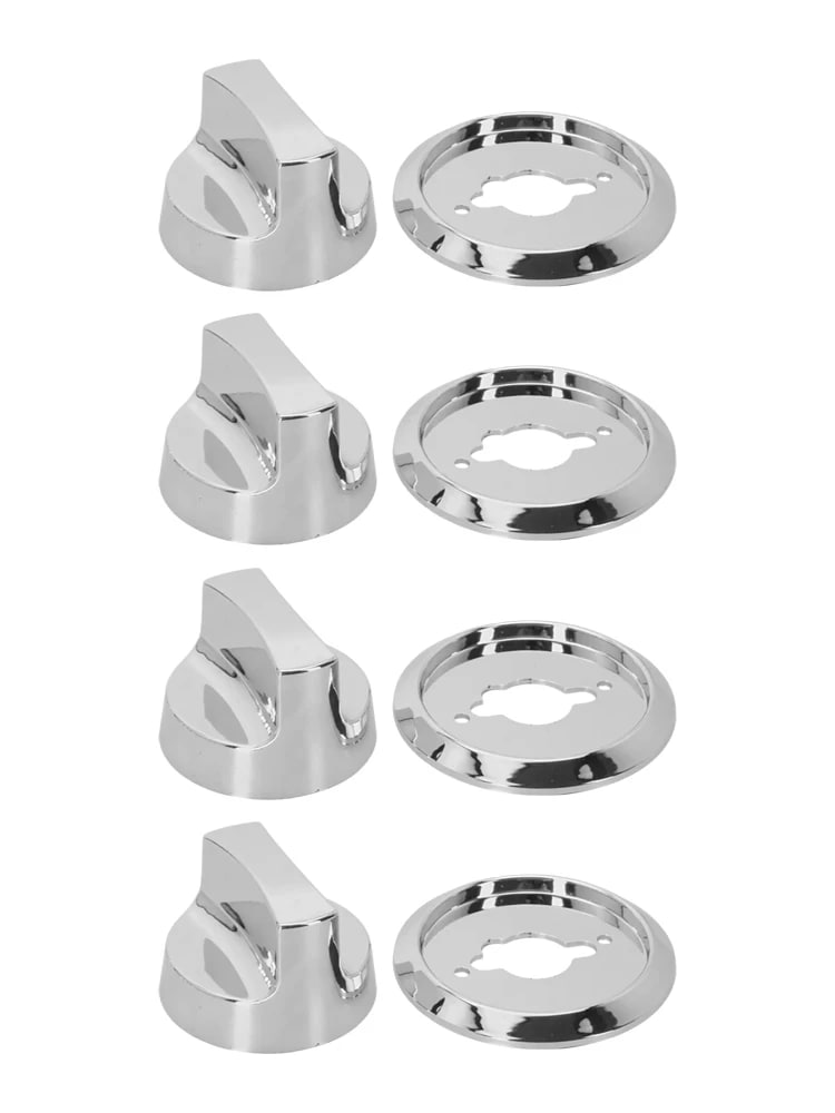 Silver Plastic Gas Grill Control Knobs, 58mm, 4 or 8 Piece Set