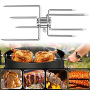 4-Prong Stainless Steel Rotisserie Fork, Double or Single Sided BBQ Skewer