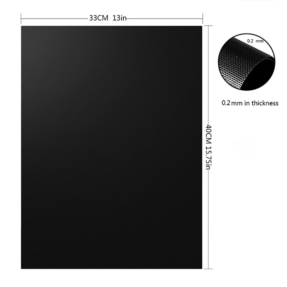YOTOP PTFE BBQ Grill Mat 40 x 33cm Black 0.2mm Reusable Non-Stick