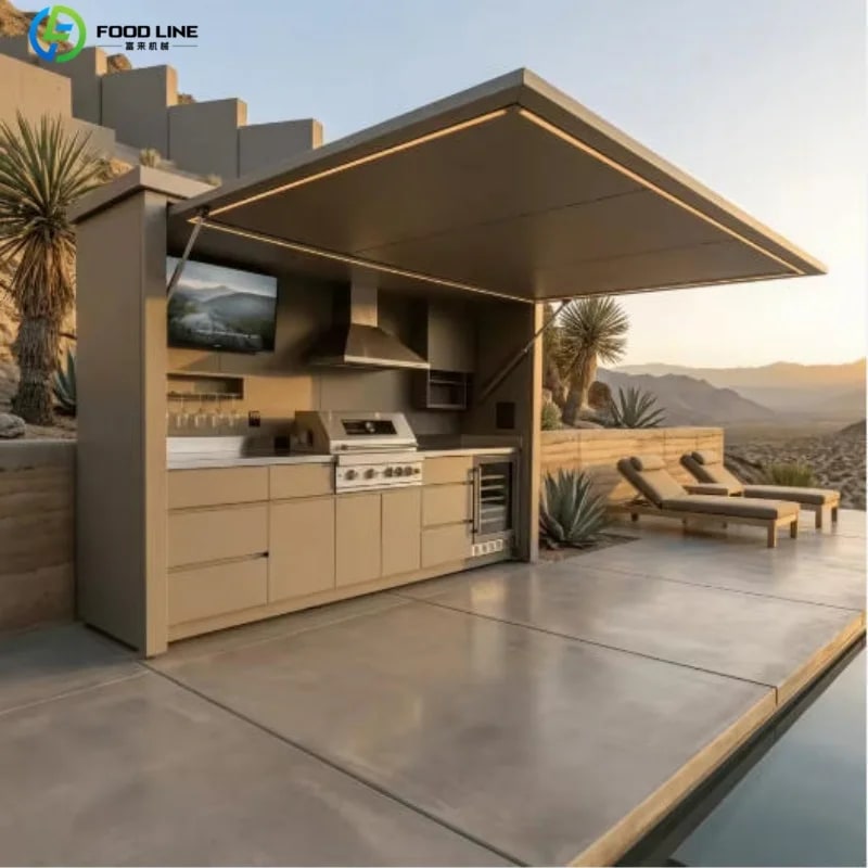 FOODLINE Outdoor Kitchen Pod, Custom Modular BBQ Island with Stainless Steel Cabinets - Style19 Customized