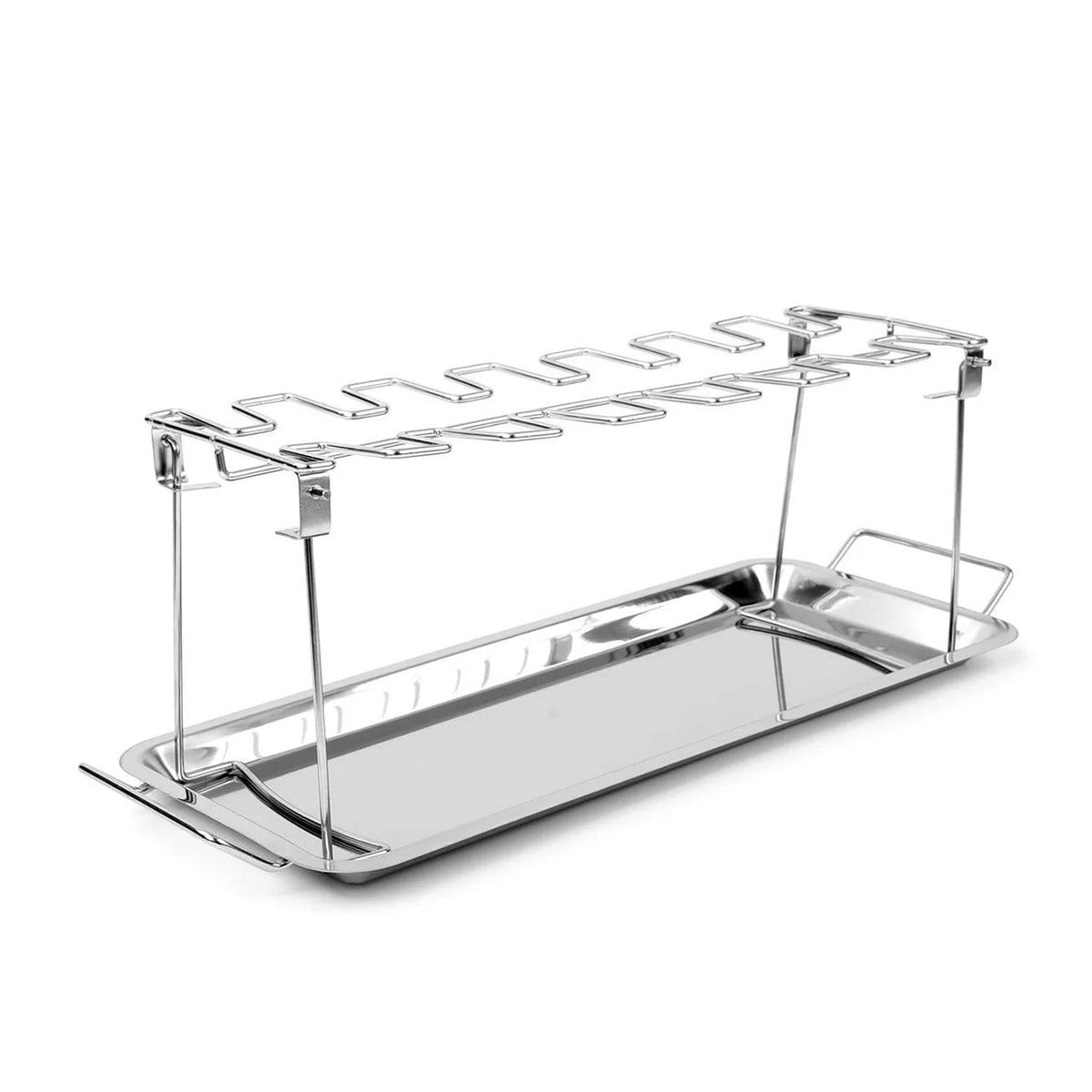 14-Slot Stainless Steel Chicken Leg Rack with Drip Tray for Grill or Smoker - Rack and Pallet
