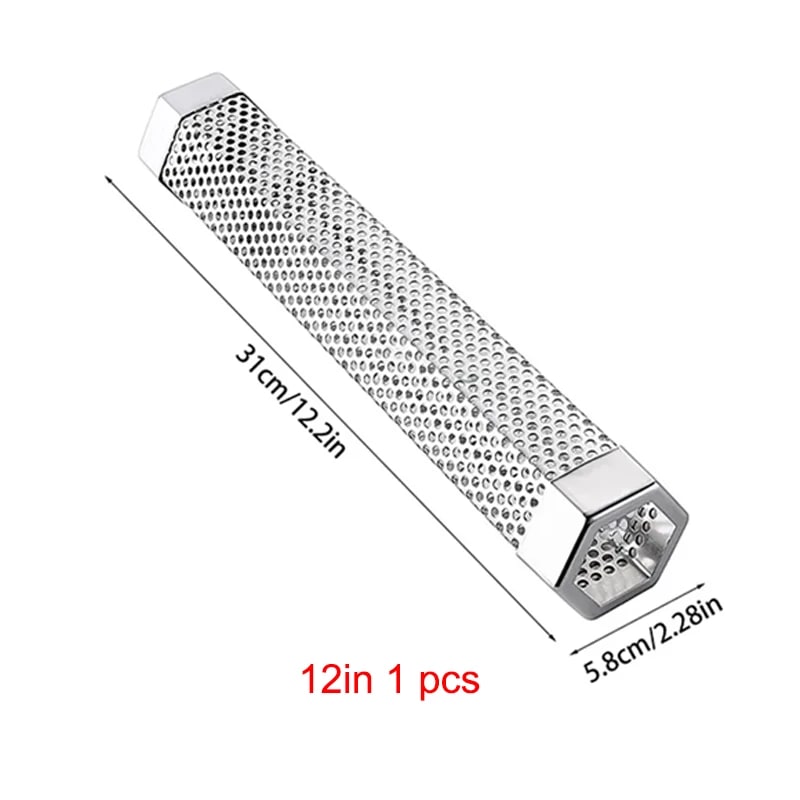304 Stainless Steel BBQ Smoker Tube, Hexagonal Pellet Smoke Generator, 6 or 12in - 12in 1 pcs
