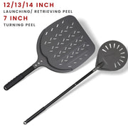 Aluminium Pizza Peel with Long Handle, Perforated Turner, 7, 12, 13 or 14 Inch