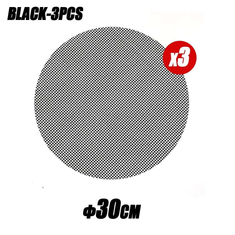 Cuttable High-Temperature Resistant Barbecue Grilling Mat Mesh, Food-Grade - BlackB-30cm-3Pcs