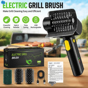 Rechargeable Electric Grill Brush, 2000mAh, 1100RPM, 304 Stainless Steel, 1/2/3 Heads