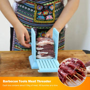 49-Hole Detachable BBQ Skewer Maker Box, Plastic Meat Stringer Tool