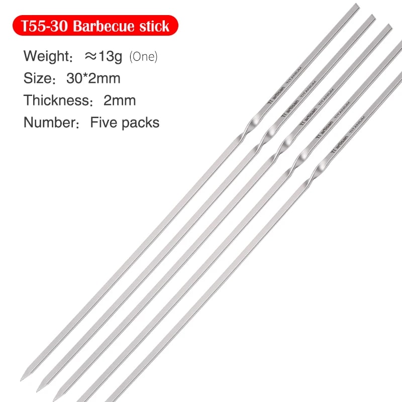 Metal BBQ Skewers, 30cm or 40cm, 2mm Thick Long-Handle Kebab Sticks - T55-30-5pcs