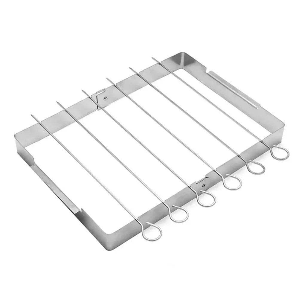 Stainless Steel Foldable BBQ Skewer Rack Set, 35 x 26cm