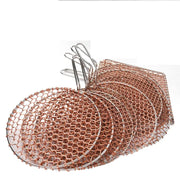 Copper Wire Charcoal BBQ Grill Mesh, Round or Rectangular with Optional Handle