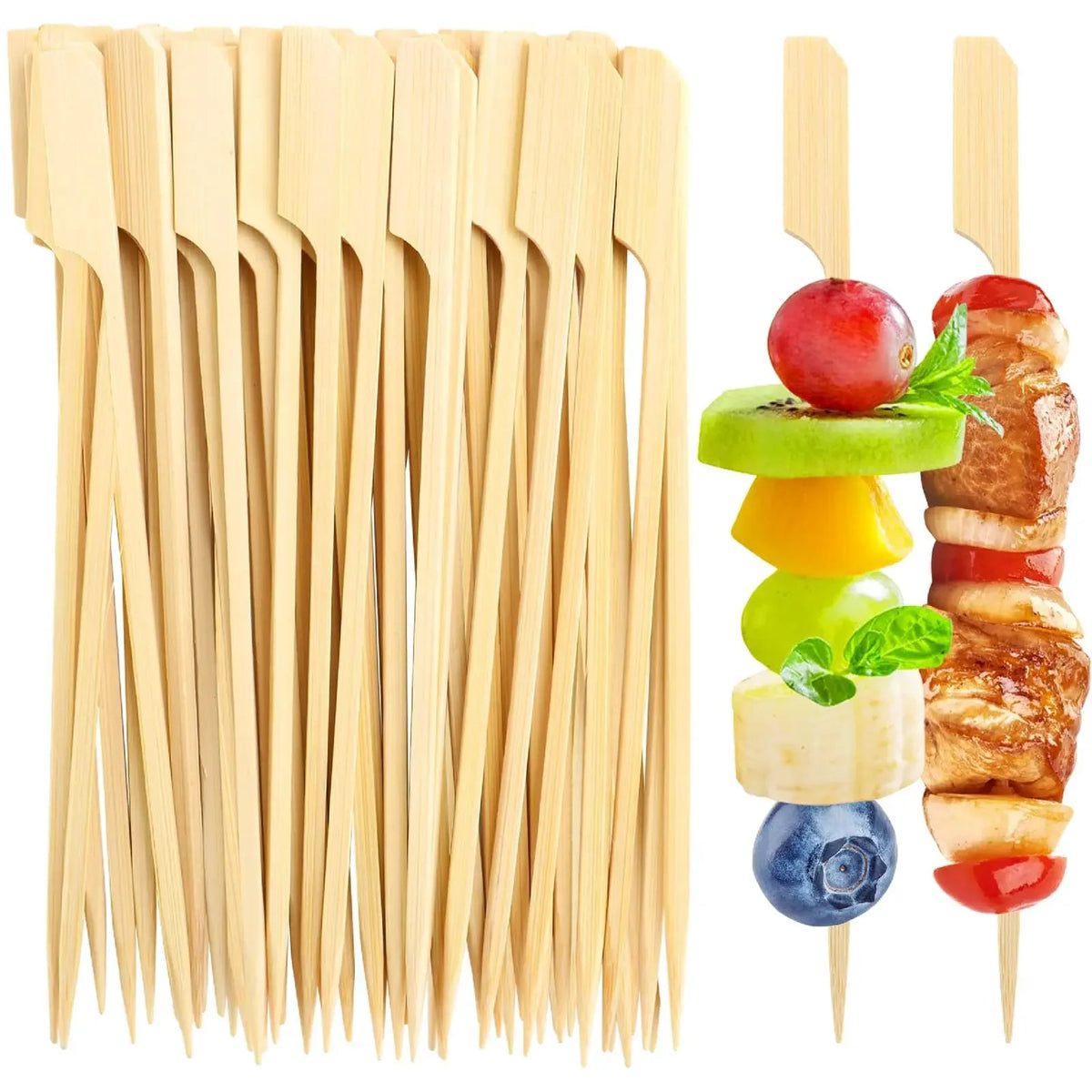 Bamboo BBQ Skewers, Paddle Handle, 9-30cm, 100 Pack