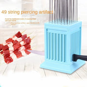 49-Hole Plastic Kebab Skewer Maker Box, 18 x 14 x 12cm, Blue or Green