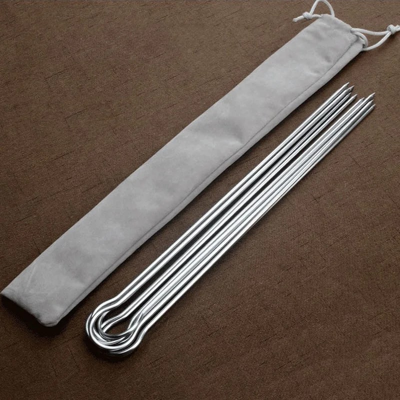 Stainless Steel U-Shaped BBQ Skewers, 31cm, 6-Piece Set with Storage Bag