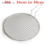 Round 304 Stainless Steel BBQ Mesh Grill Tray with Handle, 16.5-50cm