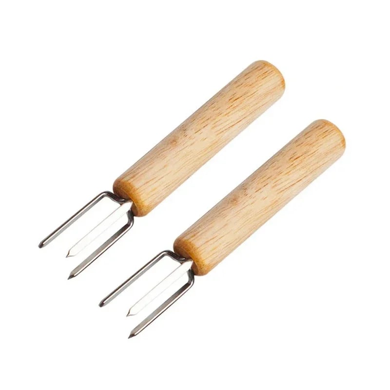 Stainless Steel Corn Holders with Wooden Handles, 2, 4 or 8 Pack - 2Pcs
