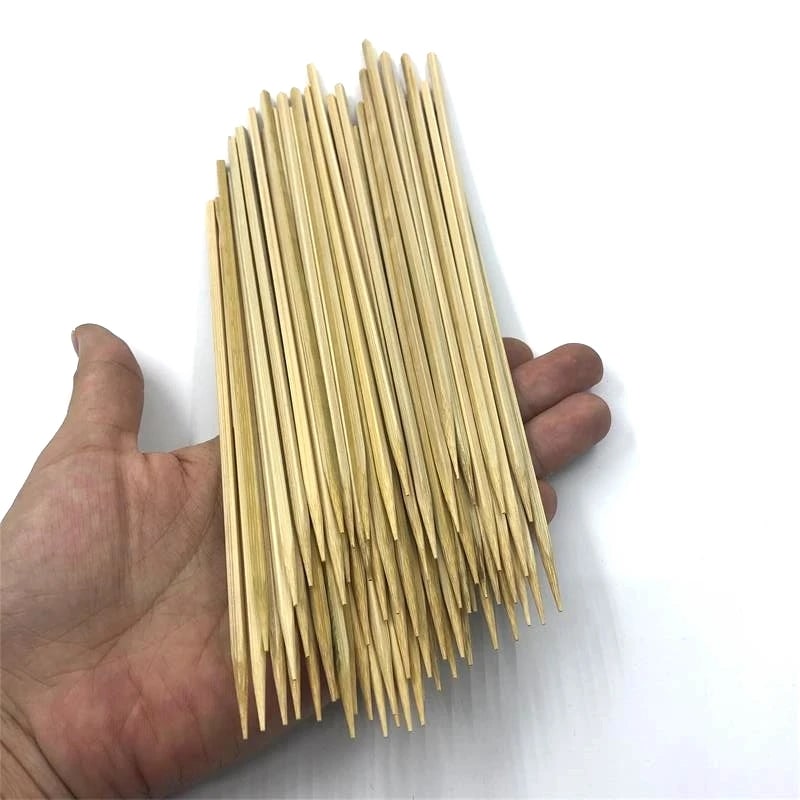 Flat Bamboo BBQ Skewers 18cm x 3mm Square Wood Roasting Sticks