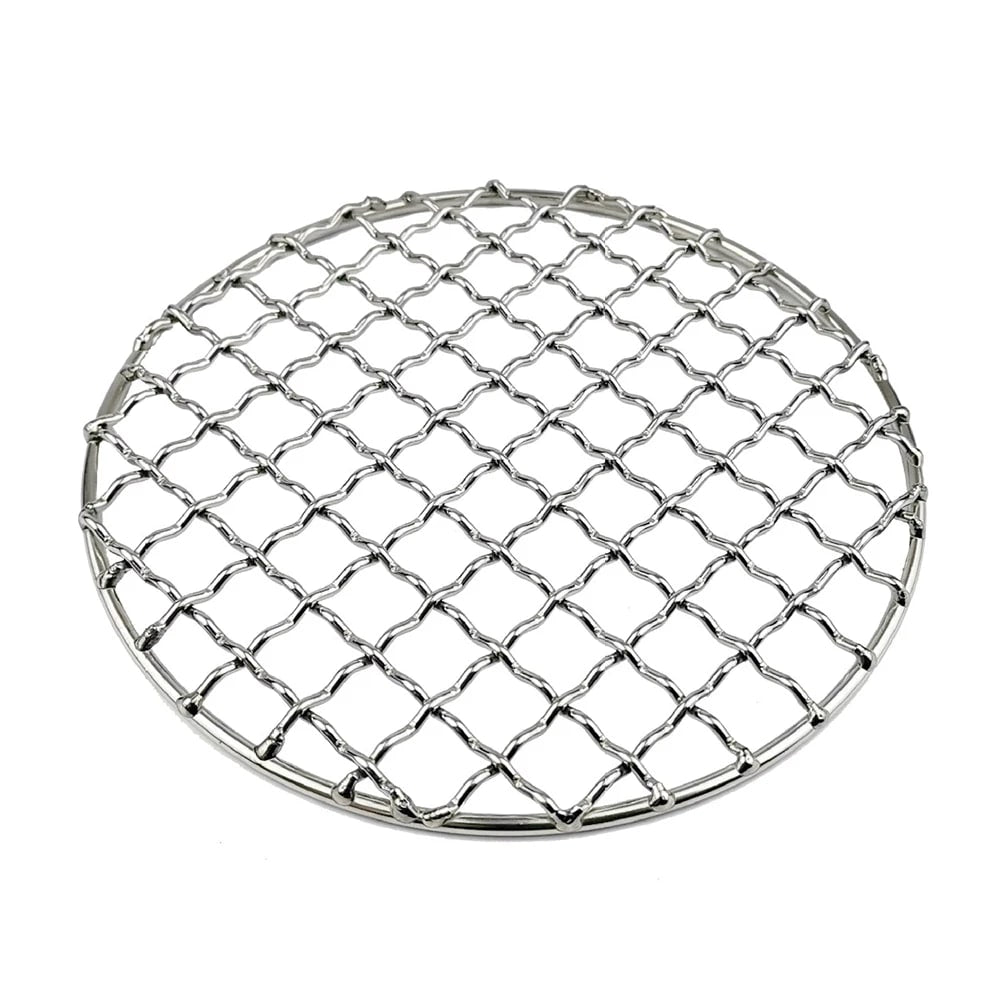 Stainless Steel BBQ Grill Mesh Grate, Square or Round Camping Cooking Net