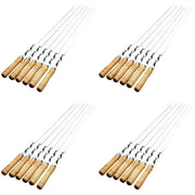 24-Piece 55cm BBQ Skewer Set with Wooden Handles and Stainless Steel