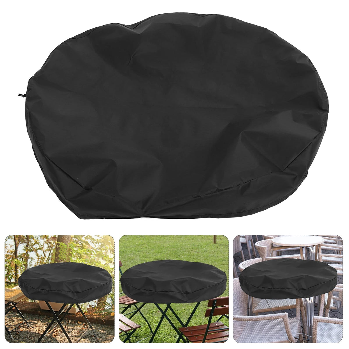 ROSENICE 100cm Round Black Plastic Fire Pit and BBQ Cover