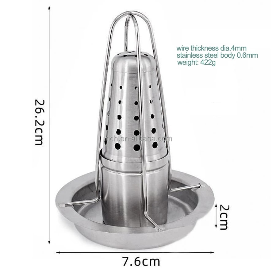 Chicken Roasting Rack, Folding Steel BBQ Stand with Round Tray