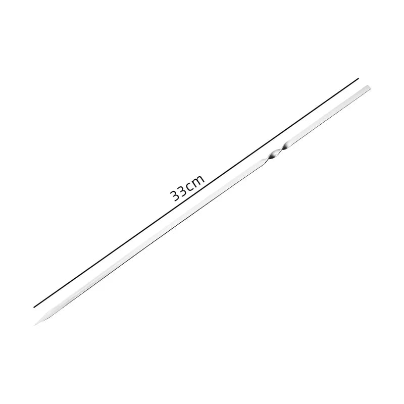 Stainless Steel BBQ Skewer Fork, 33cm Dual-Prong Pusher - Thread Flat 20Pcs