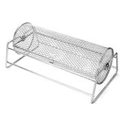 Stainless Steel BBQ Rotisserie Grill Basket Rolling Mesh Cage