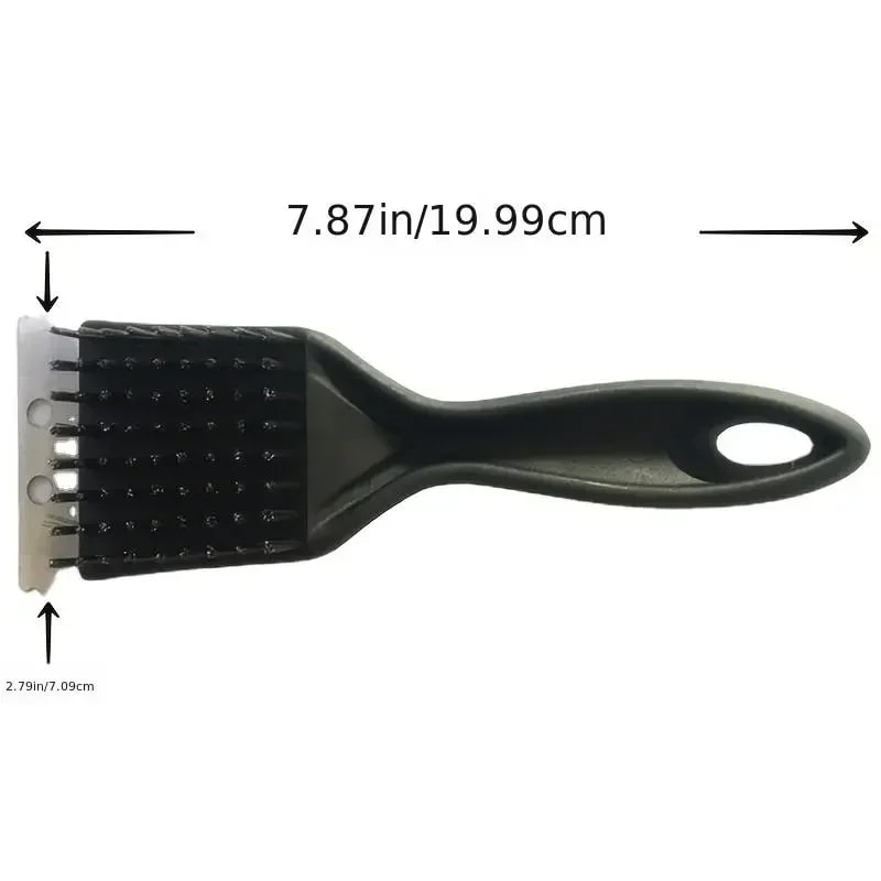 BBQ Grill Cleaning Brush with Steel Bristles, Plastic Handle and Scraper, 20 x 7.1cm