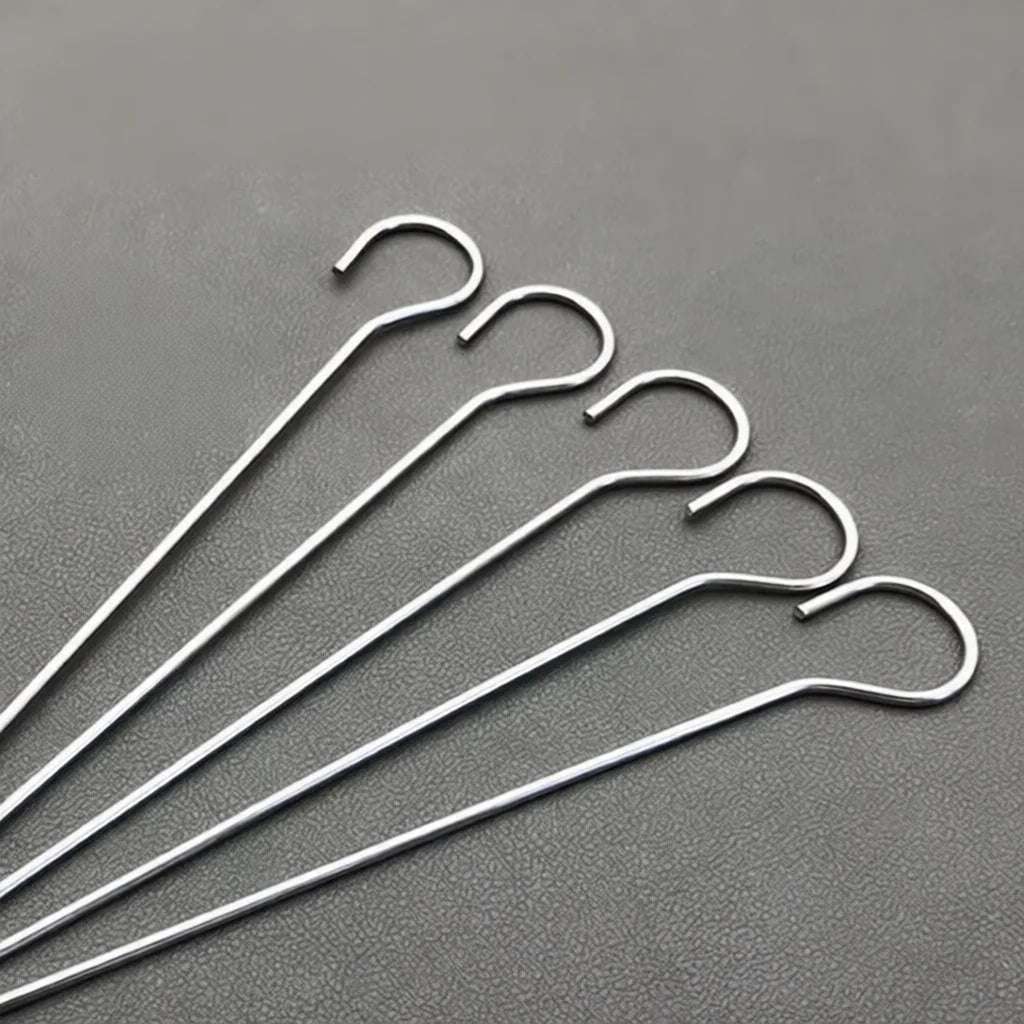Stainless Steel BBQ Skewers and Meat Hanging Hooks, 12-30cm, 1 Piece