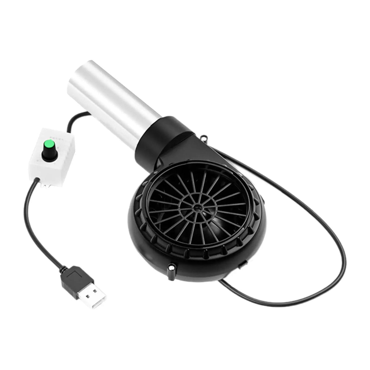 BBQ Fire Blower Fan with Stainless Steel Tube, 70cm Cable and Adjustable Option - Adjustable