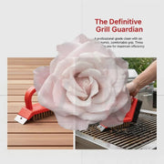 3-in-1 BBQ Grill Cleaning Brush with Scraper and Fibre Pad, Copper and PP, 13 x 12.5cm
