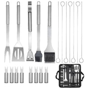 20-Piece Stainless Steel BBQ Tool Set, Silver, 38.5 x 5 x 14 cm