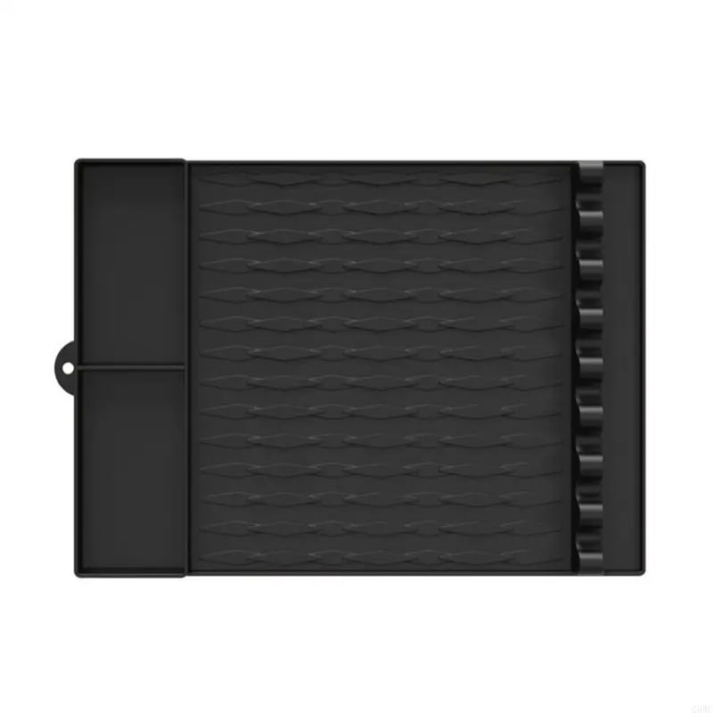 Silicone BBQ Utensil Storage Mat with 2 or 3 Compartments, 410 x 295mm - Q5WC7HH604525-BK-2