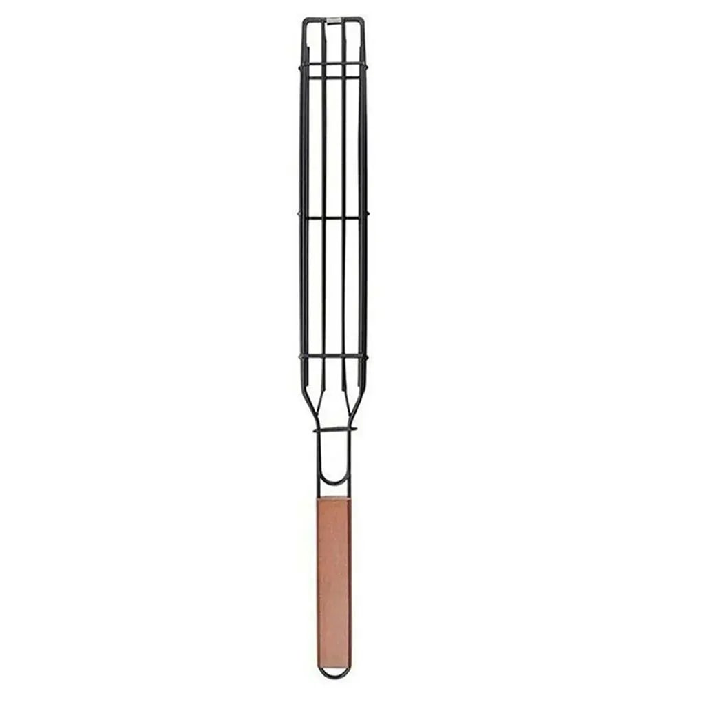 BBQ Grill Basket Skewer 49cm Metal Non-Stick Barbecue Tool