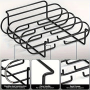 Stainless Steel BBQ Rib Rack for 4 Racks, 430 Grade, 31 x 24.8 x 14.5 cm
