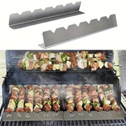 Stainless Steel BBQ Skewer Holder Rack Pair, 30cm, 3cm Thick