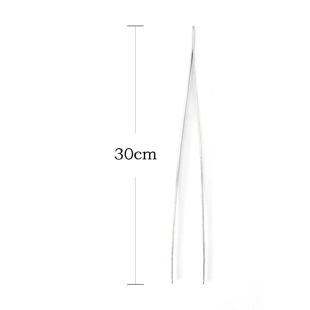Stainless Steel BBQ Food Tongs, Long Tweezers, 25cm or 30cm, Silver