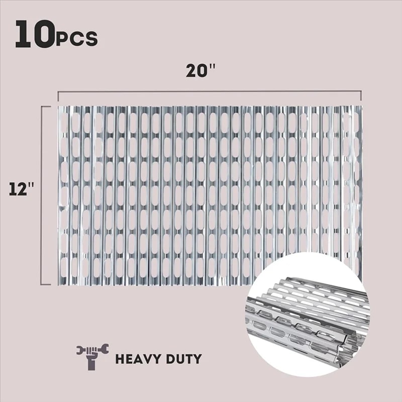 Disposable Aluminium Grill Liners, 10 Pack, 20 x 12 in, Silver