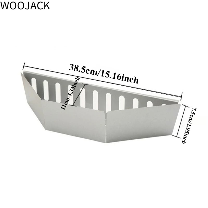 WOOJACK Stainless Steel Charcoal Basket, 38.5 x 11 x 7.5 cm BBQ Fuel Holder