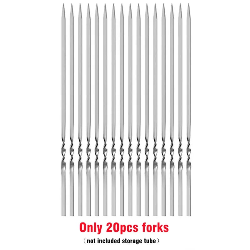 Stainless Steel BBQ Skewers, 350mm Flat Barbecue Sticks, 10/15/20 Pack