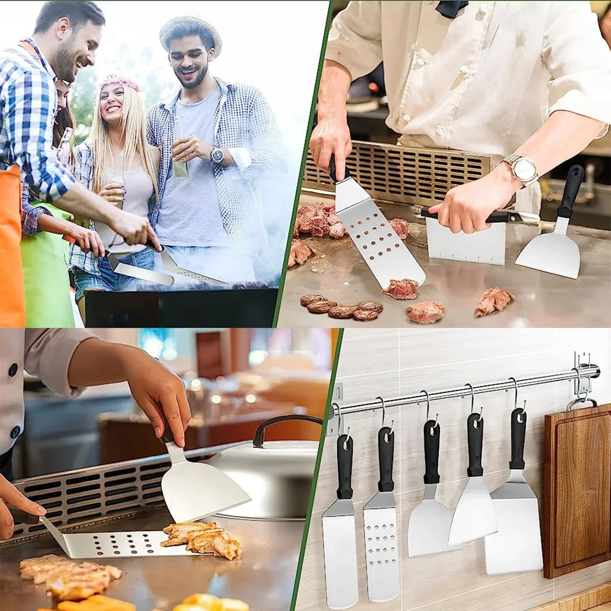17-Piece Stainless Steel BBQ Tool Set with Carry Bag, Spatulas and Press