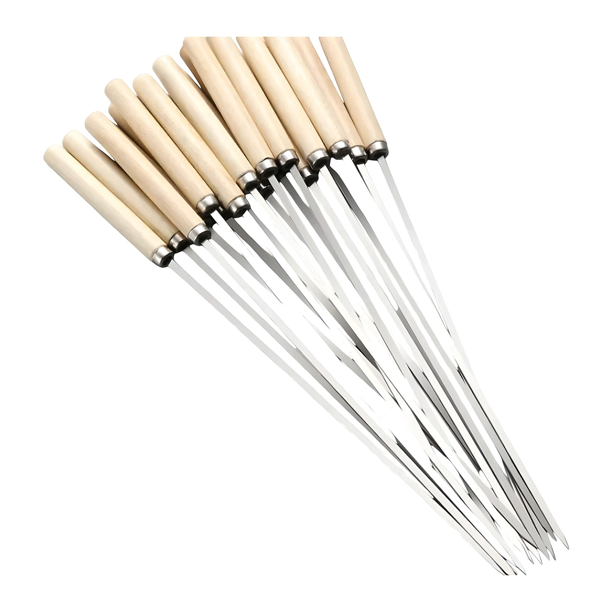 304 Stainless Steel BBQ Skewers with Wooden Handles – 5–10 Pack