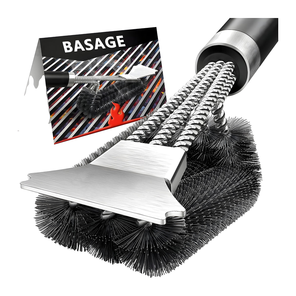Bristle-Free Stainless Steel BBQ Grill Brush