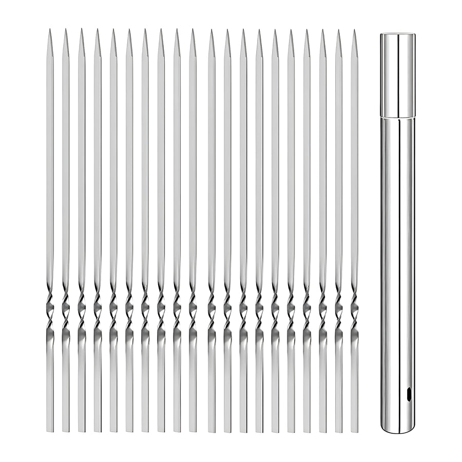 Flat Stainless Steel BBQ Skewers – 10 or 20 Pack