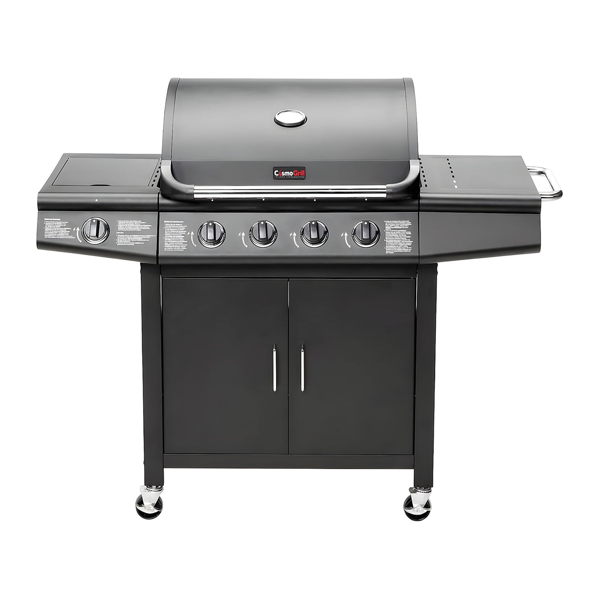 5 Burner Gas Barbecue Grill With Side Burner Warming Rack And Thermostat