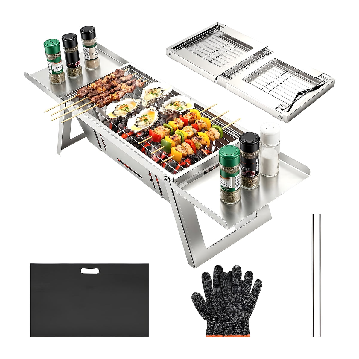Portable Folding Charcoal BBQ Grill Compact Camping Picnic